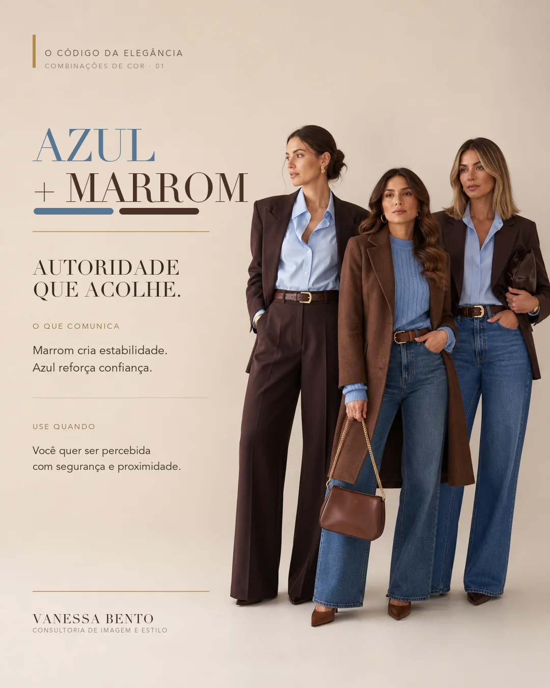 Página do guia com a combinação Azul + Marrom: Autoridade que acolhe